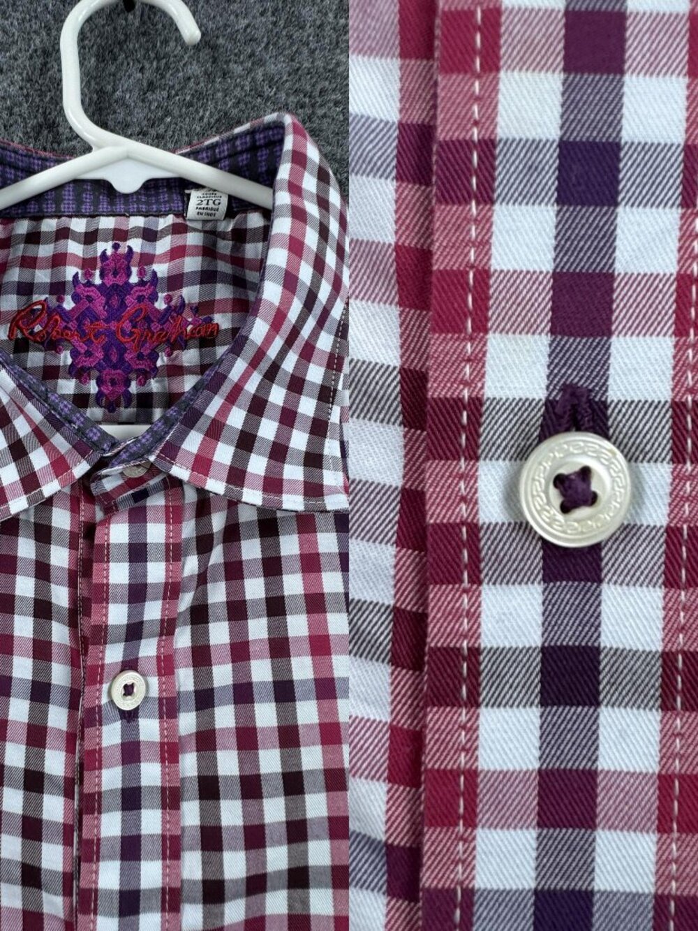 Robert Graham All Cotton 2XL Red Classic Check Button Up Shirt Men Colorful